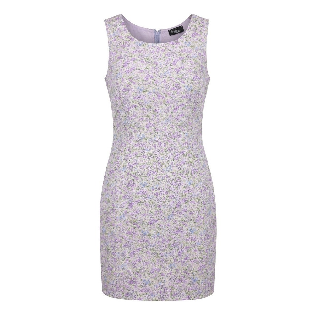 David Wayne Classic‎ Vintage Look Purple Floral Sleeveless Sheath Dress Size 10